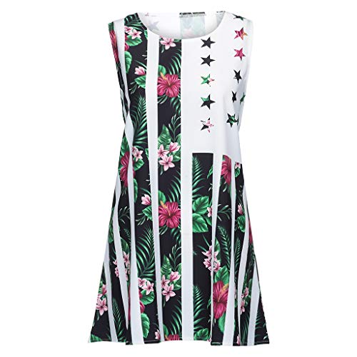 MOMOXI Vestidos para Mujer Mini Vestido Corto sin Mangas con Estampado Floral en 3D sin Mangas con Estampado Floral Bohe Tank de Summer Vintage Fiesta para Bodas Talla Grandes Casuales Midi Verano