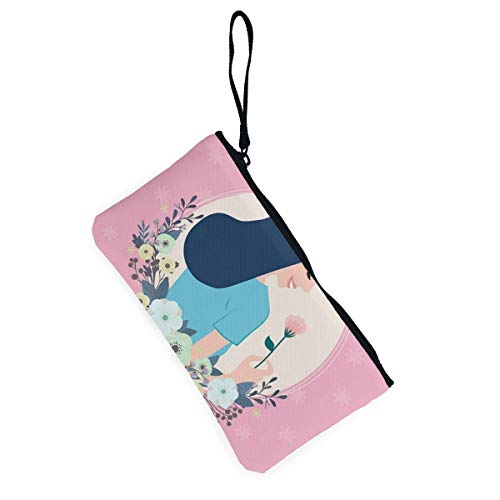 Monedero de lona con diseño de flores que huelen a mujer, exquisito monedero pequeño de lona, se utiliza para guardar el cambio de moneda, identificación y otros