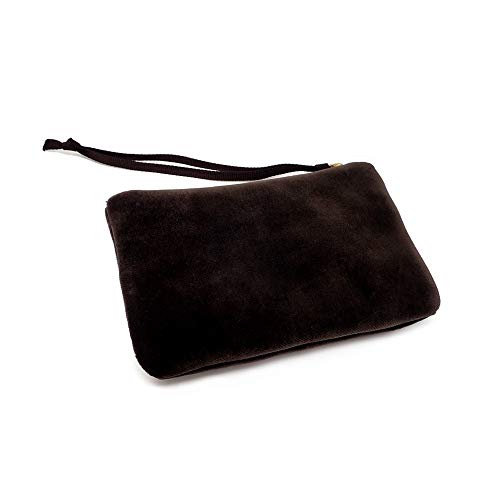 Monedero Pertegaz Velvet Marrón Terciopelo Franja Piel Chapa Dorada Cierre Cremallera Tira Tela