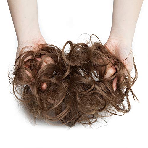 Moño Extensiones De Cabello Mullido Desordenado Despeinado Updo Goma Scrunchy 45g Moño Elástico Peinado De Cola De Caballo - Marrón Ceniza