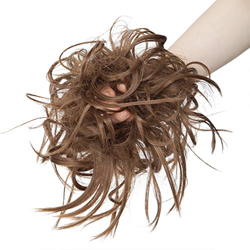 Moño Extensiones De Cabello Mullido Desordenado Despeinado Updo Goma Scrunchy 45g Moño Elástico Peinado De Cola De Caballo - Marrón Ceniza