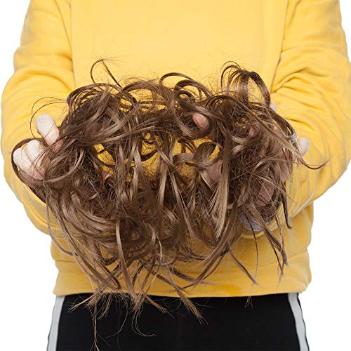Moño Extensiones De Cabello Mullido Desordenado Despeinado Updo Goma Scrunchy 45g Moño Elástico Peinado De Cola De Caballo - Marrón Ceniza