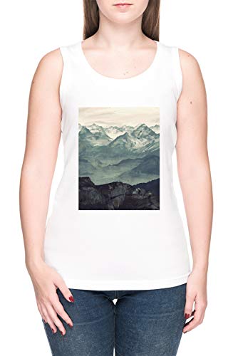 Montagne Brouillard Femme T-Shirt Débardeur tee Blanc Women's White Tank T-Shirt