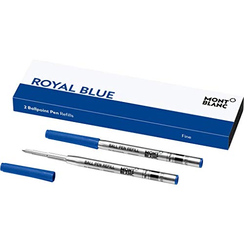 Montblanc 124492 Recambios para esferógrafo de tamaño F – Recargas de alta calidad en color Royal Blue, 1 paquete x 2 Recambios