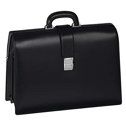 Montblanc Mont Blanc Cuero Negro Meisterstuck Triple Gusset Frames Maletín 105925