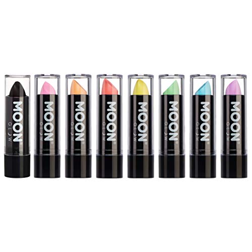 Moon Glow - Barra de labios neón UV 4.5g Pastel Set de 8 colores  - produce un brillo increíble bajo la iluminación/retroiluminación UV!