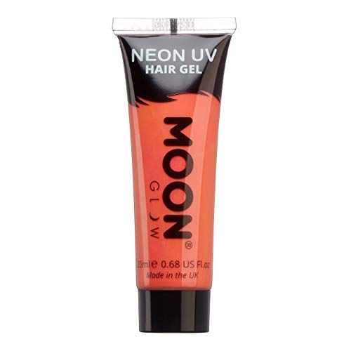 Moon Glow - Gel para el Cabello Neón UV - Intenso Rojo 20 ml - ¡Péinate de punta y brilla!