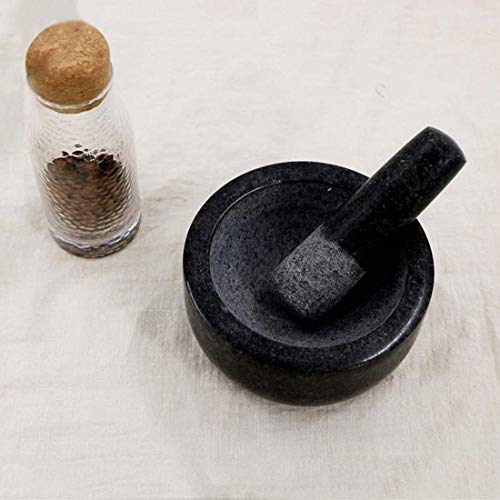 Mortero y mortero de granito, semillas de hierbas naturales de primera calidad, sólidas y duraderas, trituradora de sal y pimienta, molinillo, pasta de molienda -16 cm, apósito cómodo y fácil de usar