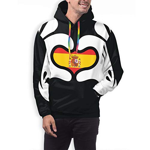 Moshow Sudadera con Capucha para Hombre Nacionalismo Ilustración gráfica Arte Vectorial Bandera de España Sudadera XL
