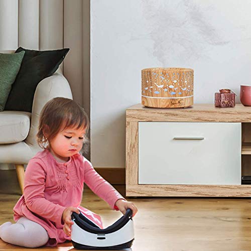 Moter Difusor de Aceite Esencial, 500ML de Gran Capacidad del humidificador ultrasónico, Las Luces de la Noche del 7, Apagado automático