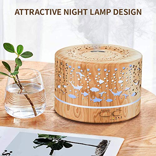 Moter Difusor de Aceite Esencial, 500ML de Gran Capacidad del humidificador ultrasónico, Las Luces de la Noche del 7, Apagado automático