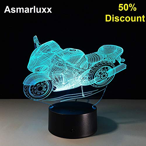 Motocicleta lámpara de Mesa decoración plexiglás mesita de Noche Noche Bombilla lámpara% Descuento