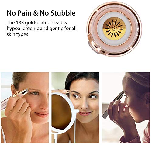 Moulei Finishing Touch Flawless Brows Removedor de cejas sin dolor para mujeres, afeitadora portátil de depilación con luz, oro rosa (batido)