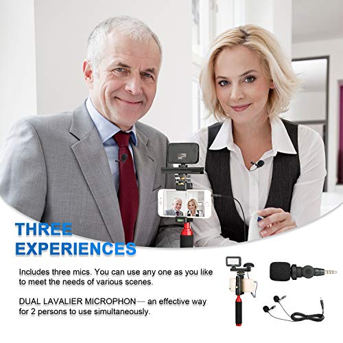 Mouriv PV-2 Kit de video para smartphone con Grip Rig, micrófono omnidireccional, luz LED y control remoto inalámbrico para YouTube Vlogging Facebook para iPhone 6, 7, 8, X, XS, Samsung Galaxy Phone