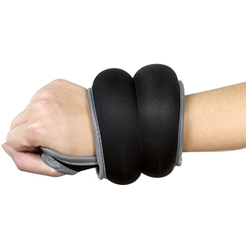 Movit Dos Pesas para muñeca en Forma de Manguito Muñequeras Lastradas Pesas 2,0kg Colore Negro