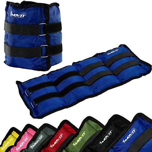 Movit Twin Set de Pesas para muñeca/Tobillo, Peso del Brazo, Pesas de 0.5kg a 4.0kg, Ejecución de Pesas en 7 Colores/Peso: 2X 4,0kg