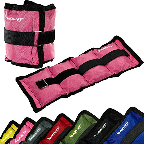 Movit Twin Set de Pesas para muñeca/Tobillo, Peso del Brazo, Pesas de 1,0kg, Ejecución de Pesas en Amarillo Colore Rosa/Peso: 2X 1,0kg