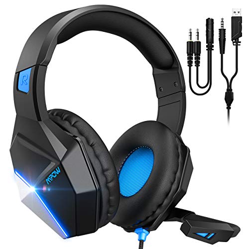 Mpow EG10 Auriculares Gaming（Nueva Versión）para PS4, PC, Xbox One, Cascos con Micrófono Cancelación de Ruido, Auriculares para Nintendo Switch Mac 3.5mm USB Jack Sonidos Envolventes