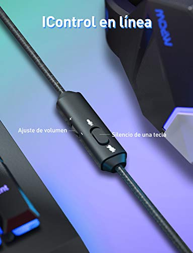 Mpow EG10 Auriculares Gaming（Nueva Versión）para PS4, PC, Xbox One, Cascos con Micrófono Cancelación de Ruido, Auriculares para Nintendo Switch Mac 3.5mm USB Jack Sonidos Envolventes