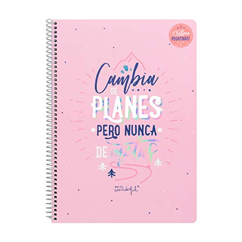 Mr. Wonderful Libreta-Cambia de Planes Pero Nunca de metas, Multicolor, Talla Única