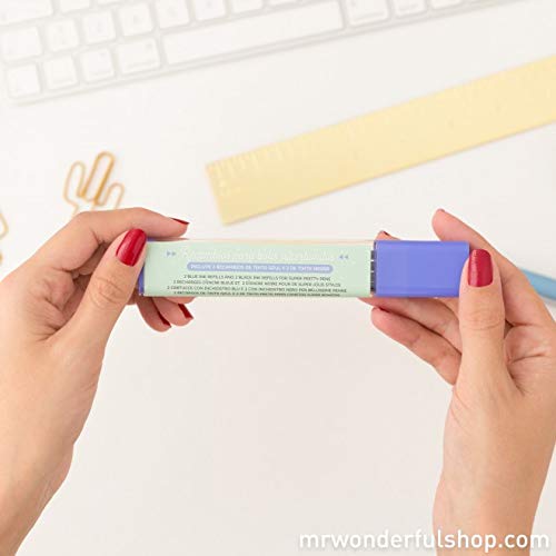 Mr. Wonderful WOA03748ES Set de 2 bolis geniales para cumplir tus sueños + ME2019L Recambios de tintas para bolígrafos