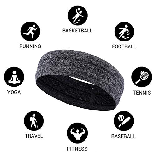 MRACSIY Diadema deportiva Sweatband para yoga Correr Ciclismo Baloncesto- Estiramiento de humedad Wicking Hairband (gris)