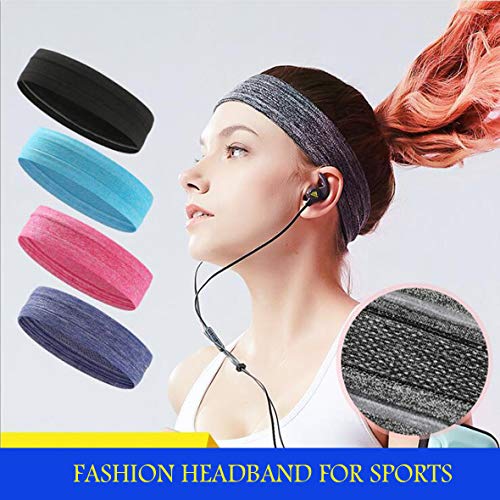 MRACSIY Diadema deportiva Sweatband para yoga Correr Ciclismo Baloncesto- Estiramiento de humedad Wicking Hairband (gris)