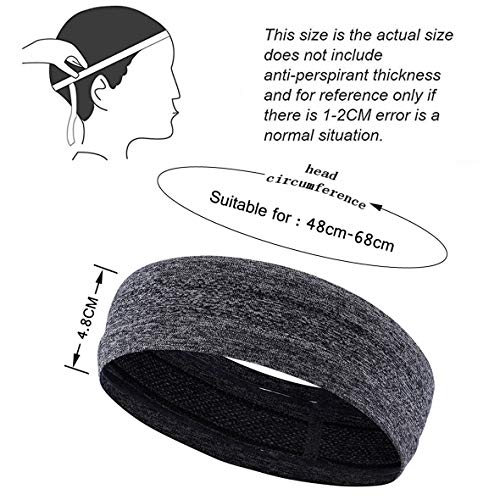 MRACSIY Diadema deportiva Sweatband para yoga Correr Ciclismo Baloncesto- Estiramiento de humedad Wicking Hairband (gris)