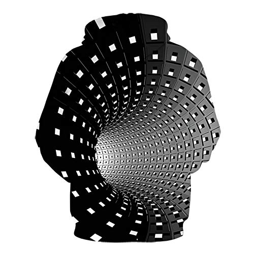 Mr.BaoLong and Miss.GO Otoño/Invierno Suéter De Talla Grande para Hombre con Capucha Suéter De Talla Grande De Diamante Blanco Y Negro con Estampado 3D Sudadera con Capucha para Hombre