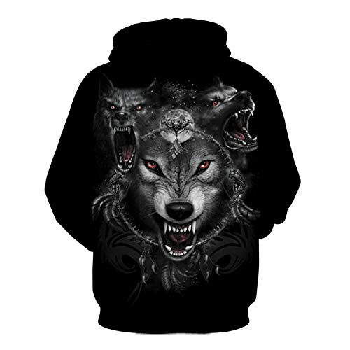 Mr.BaoLong&Miss.GO Otoño E Invierno Sudadera con Capucha De Manga Larga para Hombres Serie Animal Lobo Impresión Digital 3D Sudadera con Capucha Europea Y Americana Suéter De Talla Grande