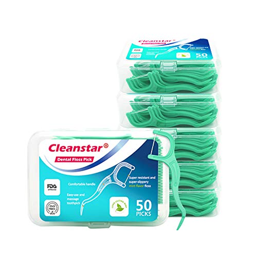 mreechan Hilo Dental, Palillos de Hilo Dental para Interdental Oral Limpieza, Palillos de hilo dental Plástico,Floss sticks 300 Piezas-50 / paquete