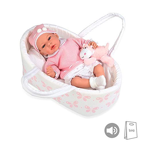 MUÃECAS ARIAS Elegance 38 CM Andie Rosa CAPAZO Peluche LLORO Bolsa