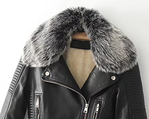 Mujer De Manga Larga Chaqueta De Cuero De La PU con Cremallera Chaqueta Moto Outcoats Black L