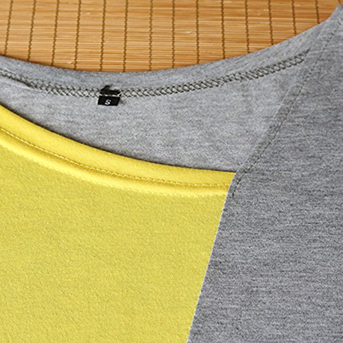 Mujer Polyester Ajustado Blusa Moda Patchwork Casual para Mujer Color Block O-Neck Manga Larga Camiseta Tops Otoño e Invierno Tallas Grandes riou