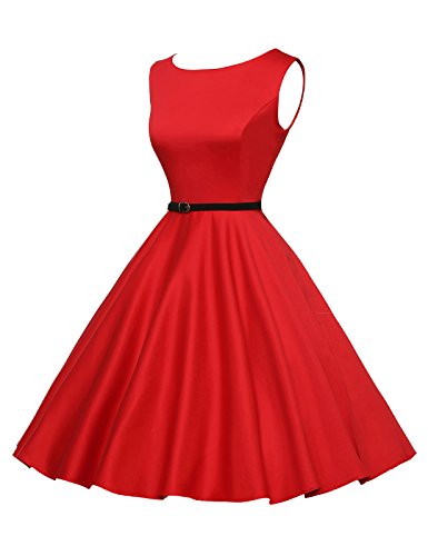 Mujer Rojo Intenso Vestido Vintage Corsés Color Liso Monocolor XXL 12#