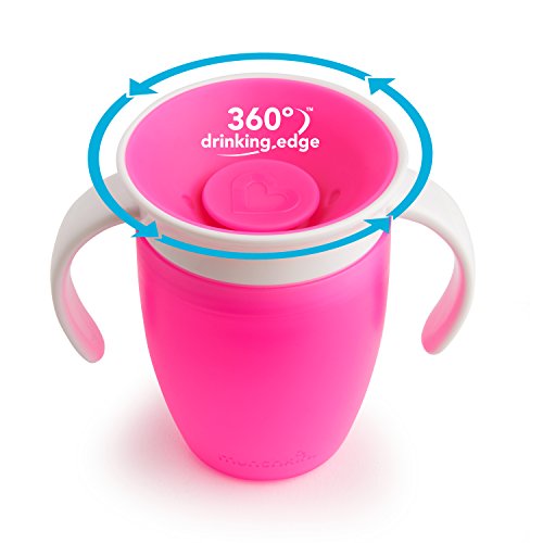 Munchkin Miracle 360°- Vaso de Entrenamiento Antiderrames con Asas, rosa, 207 ml