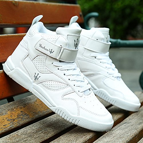 MUOU - Zapatillas para hombre con talón plano y alto, color Blanco, talla 43 EU