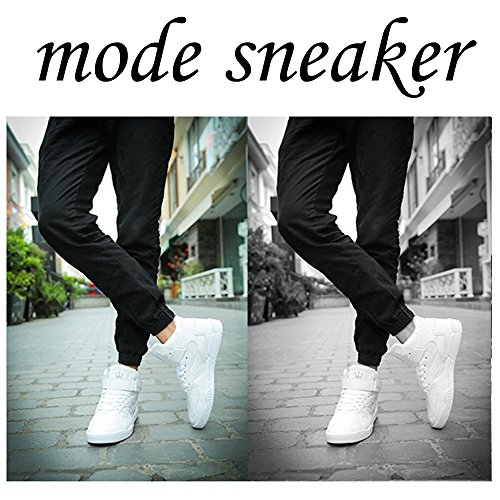 MUOU - Zapatillas para hombre con talón plano y alto, color Blanco, talla 43 EU