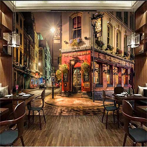 Murales Fotografía mural 300x210cm Vista de la calle del edificio retro de la ciudad Wallpaper Art Póster Mural Para la decoración de la pared del pasillo de la sala de estar del dormitorio