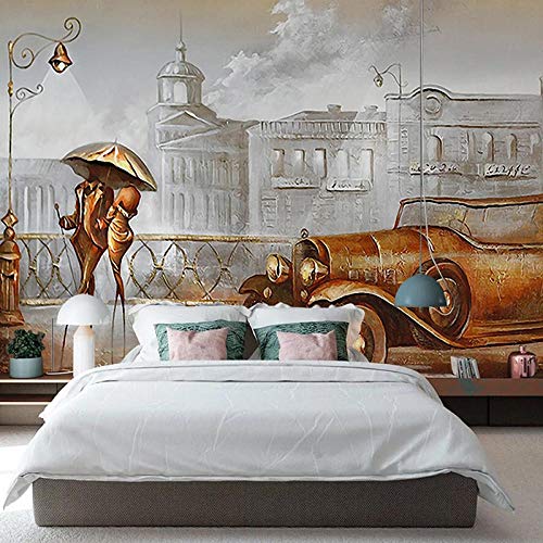 Murales Papel Pintado Fotografía mural 300x210cm Pareja calle ciudad retro Wallpaper Art Póster Mural Para la decoración de la pared del pasillo de la sala de estar del dormitorio
