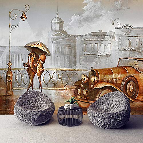 Murales Papel Pintado Fotografía mural 300x210cm Pareja calle ciudad retro Wallpaper Art Póster Mural Para la decoración de la pared del pasillo de la sala de estar del dormitorio