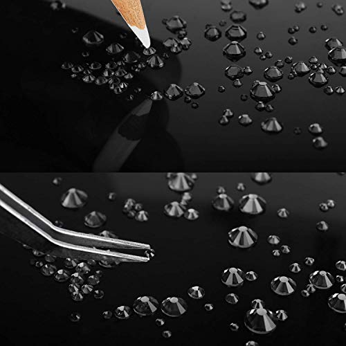 MWOOT 2000 Piezas Piedras de Uñas, Diamantes de Imitación para Arte de Uñas (2-5MM), Kits de Decoración para Manicura con Pinza y Lapiz, Piedras de Cristal para Arte de Cara - Negro Rhinestone