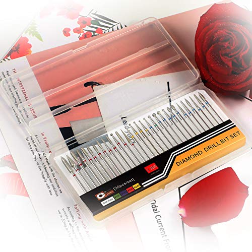 MWOOT 30 Piezas Fresas Torno Manicura Cabeza de Molienda, Brocas para Uñas Limpiador de Cutículas Cepillo de Taladro del Polvo para Quitar Acrílico o Gel