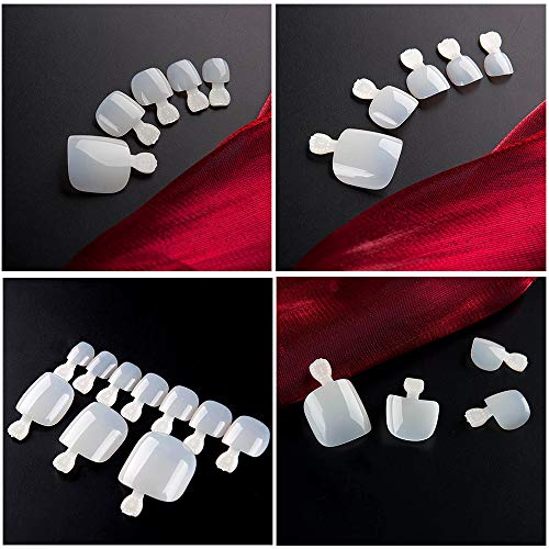 Mwoot 500 Piezas Naturals uñas de los pies, francesa falso acrílico Falsa de Las Uñas de Los Pies, 10 Tamaños Fake Toenail Tips Set