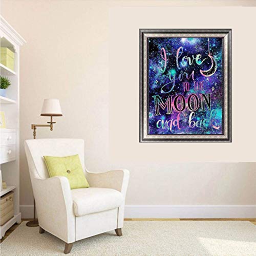 MWOOT DIY 5D Diamante Pintura por Número Kit, Bricolaje Diamond Painting Rhinestone Bordado de Punto de Cruz Artes Manualidades Lienzo Pared Decoración(30x40cm) -I Love You