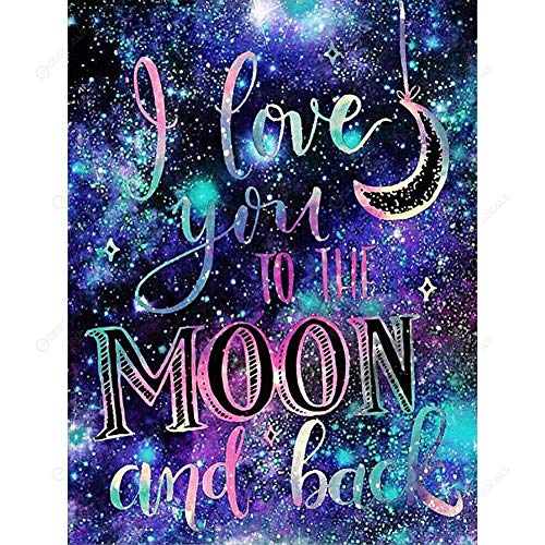 MWOOT DIY 5D Diamante Pintura por Número Kit, Bricolaje Diamond Painting Rhinestone Bordado de Punto de Cruz Artes Manualidades Lienzo Pared Decoración(30x40cm) -I Love You