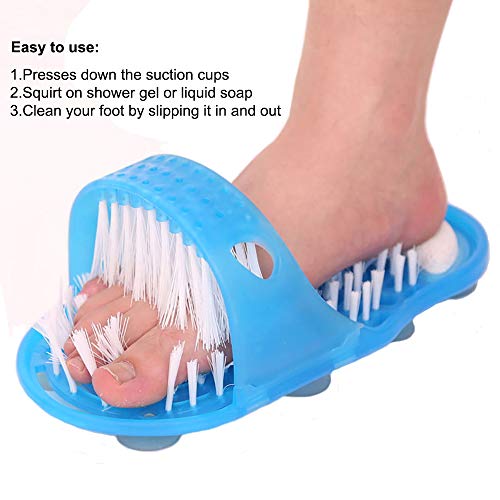 MYCreator Limpiador de pies de baño, cepillo para pies de ducha, zapatilla de limpieza para pies, masajeador, cerdas para pies, herramienta de masaje con ventosas antideslizantes pegan en el suelo