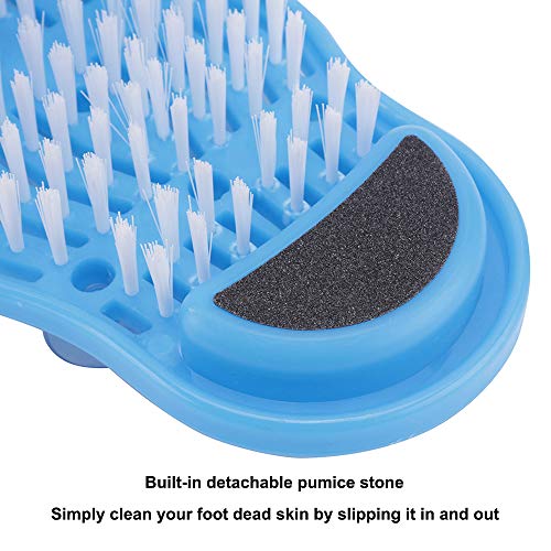 MYCreator Limpiador de pies de baño, cepillo para pies de ducha, zapatilla de limpieza para pies, masajeador, cerdas para pies, herramienta de masaje con ventosas antideslizantes pegan en el suelo