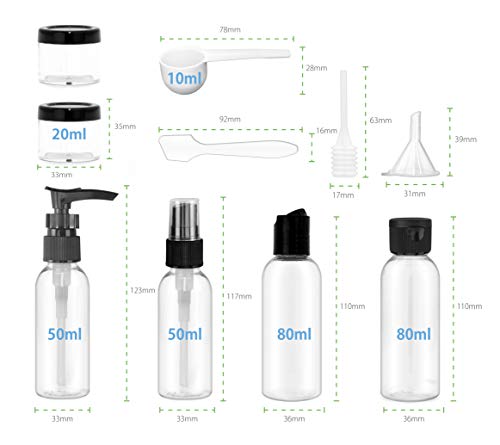 MyGadget Neceser Transparente Impermeable de Viaje y Botellas Vacías - Set para Cabina Avion - Bolsa de Aseo Porta Cosméticos Liquidos, Cremas, Champú - L