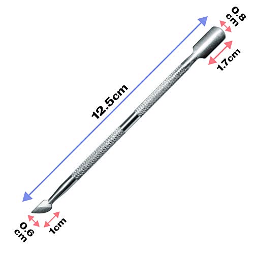 Mylee Herramienta Profesional Dual de Acero Inoxidable Empujador de Cutículas para Manicura y Pedicura Limpiador de Uñas de Gel